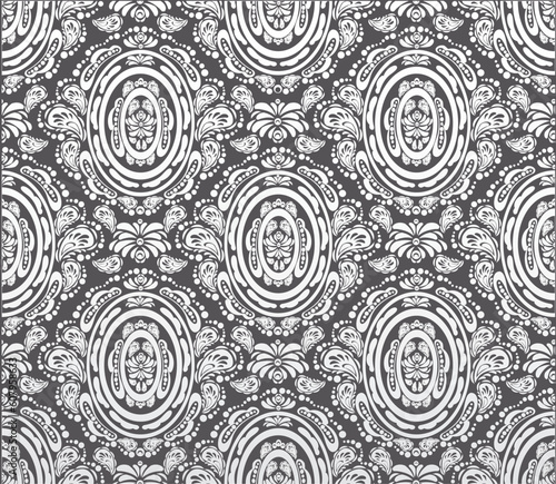 Vector gray and silver decorative royal seamless floral ornament