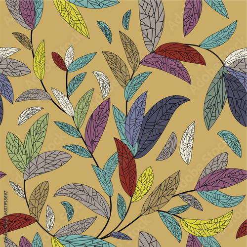 Seamless vector floral background. For easy making seamless pattern just drag all group into swatches bar, and use it for filling any contours.