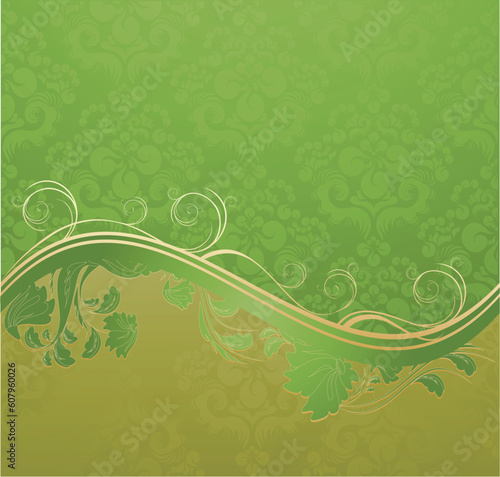 Illustration with decorative seamless royal ornament and floral wave