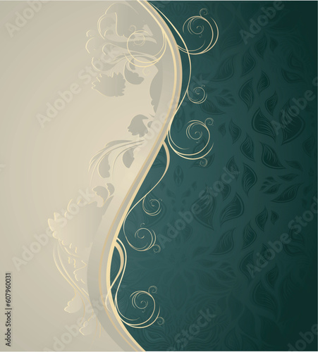 Illustration with decorative seamless royal ornament and floral wave