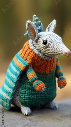 The Crocheted Armadillo In A Colorful Melodies Generative Ai Digital Illustration Part 310523 © Cool Patterns
