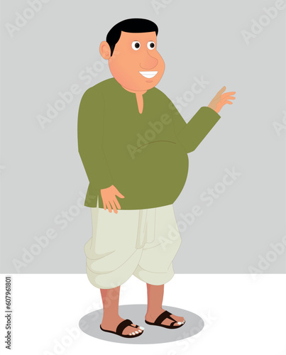 Indian village man cartoon character. moral stories for the best cartoon character vector