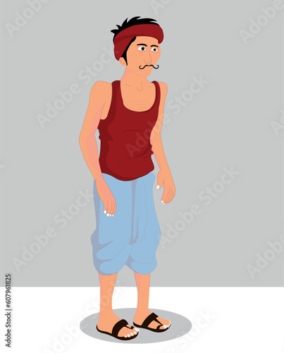 Indian village man cartoon character. moral stories for the best cartoon character vector