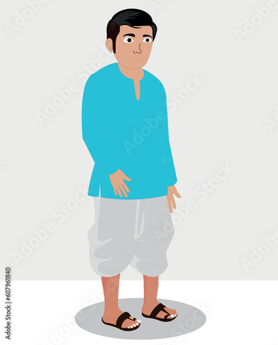 Indian village man cartoon character. moral stories for the best cartoon character vector