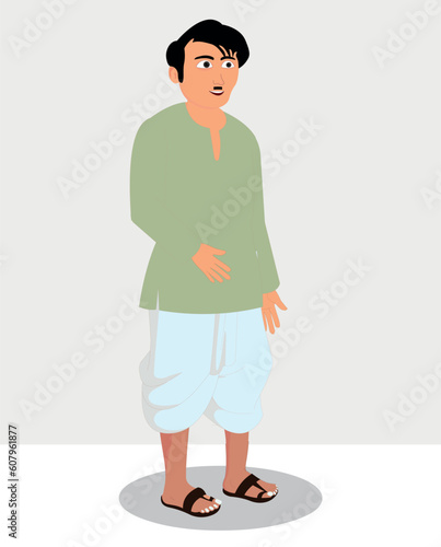 Indian village man cartoon character. moral stories for the best cartoon character vector