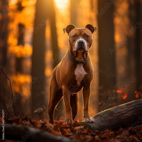 Majestic American Staffordshire Terrier in Natural Surroundings © Emojibb.Family