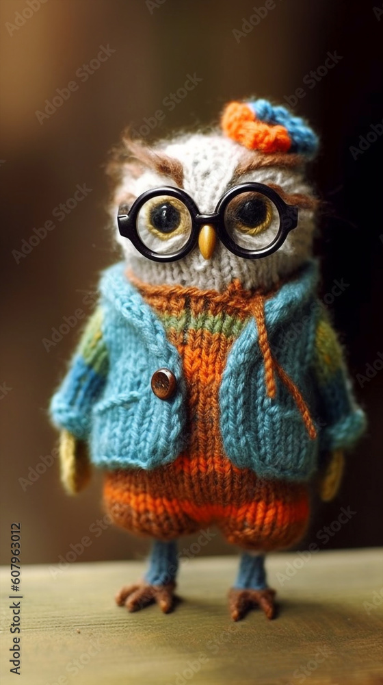 The Crocheted Owl In A Colorful Melodies Generative Ai Digital Illustration Part#310523