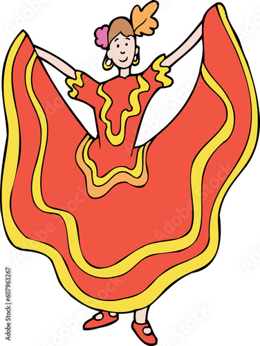 Woman dancing in traditional spanish garments.