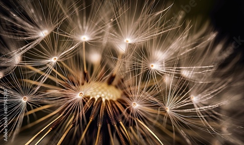  a close up of a dandelion with lots of seeds.  generative ai