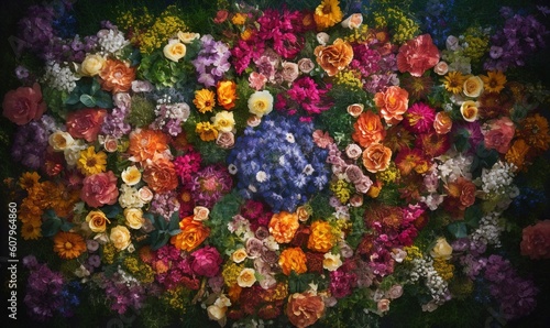  a bunch of flowers that are in the middle of a picture.  generative ai