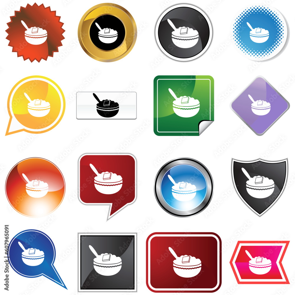 Oatmeal icon set isolated on a white background. Oatmeal icon set isolated on a white background.