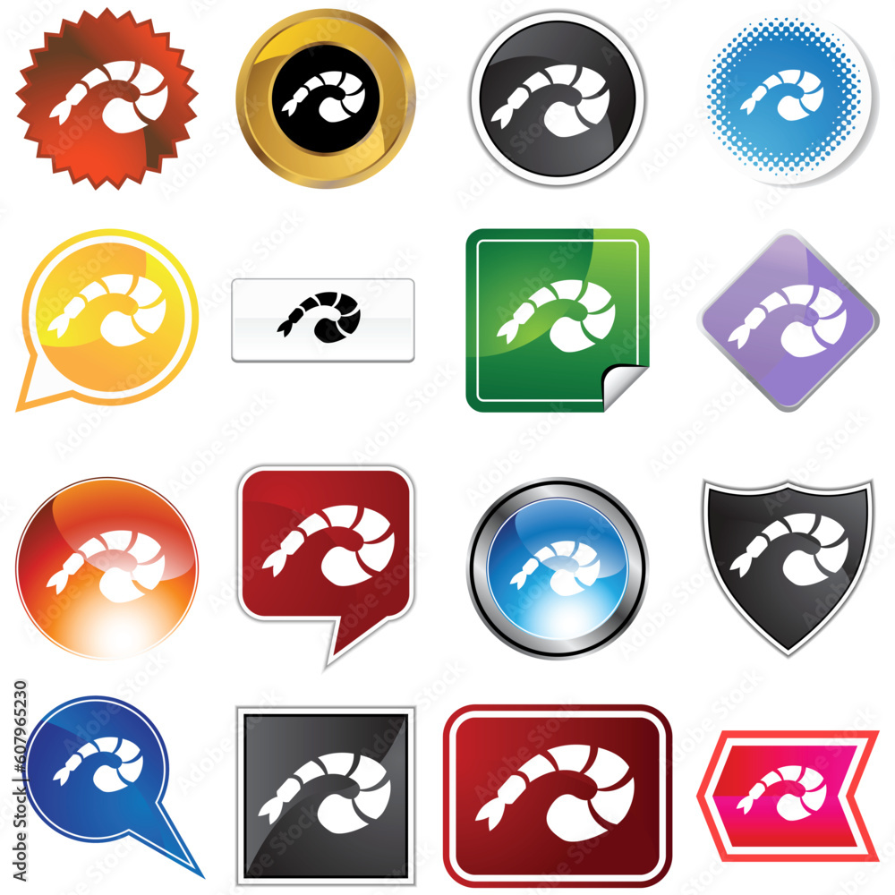 Shrimp icon set isolated on a white background. Shrimp icon set isolated on a white background.