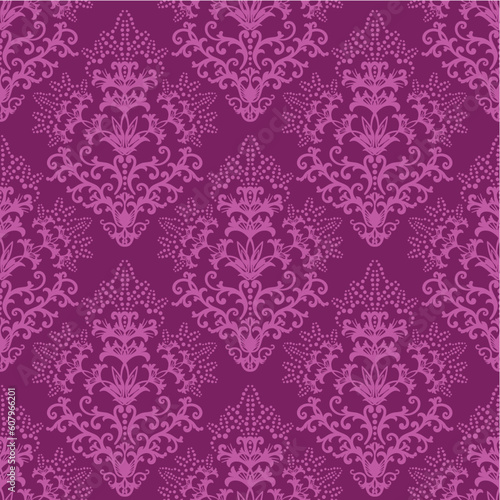 Seamless fuchsia purple floral wallpaper or wrapping paper