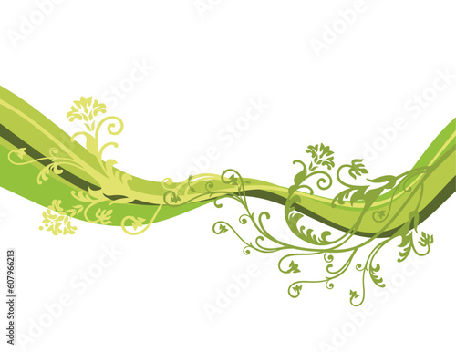Green vector flowers isolated