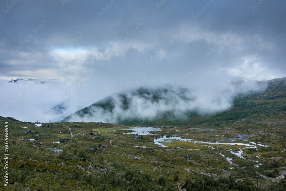 Mountain trail to hike to Trolltunga scenic spot,  Norway