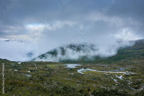 Mountain trail to hike to Trolltunga scenic spot, Norway