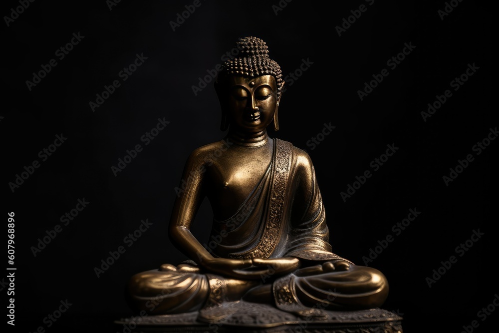 Buddha statue. buddha idol on dark background.