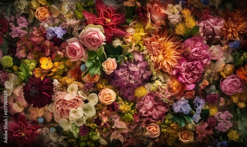  a bunch of flowers that are all over the place in the picture. generative ai