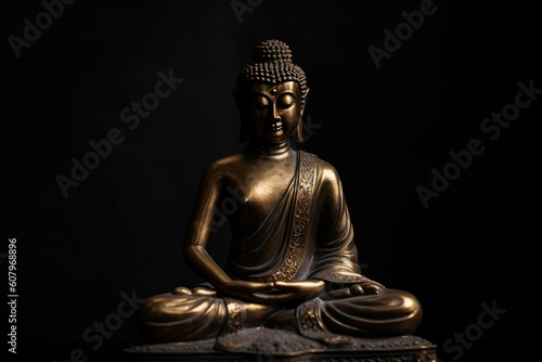 Buddha statue. buddha idol on dark background.