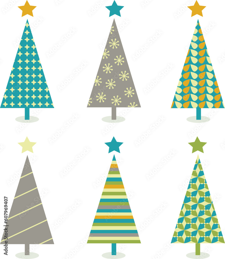 Retro christmas trees in retro design. Vector illustration. Retro christmas trees in retro design. Vector illustration.