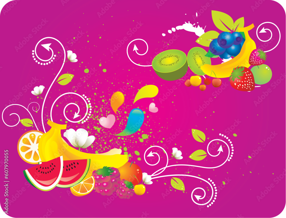 Fototapeta premium fashion fruits pattern design background.