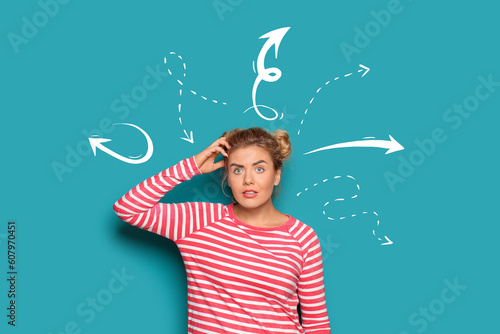 Portrait of puzzled young w...