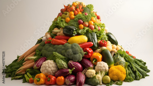 Vegetables in the form of a pyramid on a white background