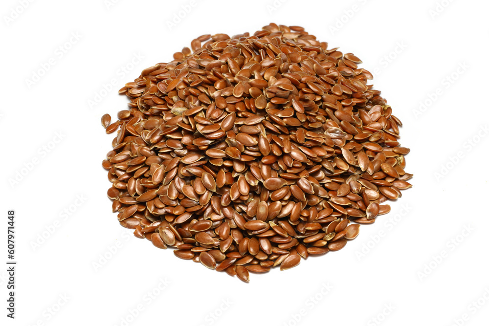 Pile of flax seeds isolated on white background Pile of flax seeds isolated on white background