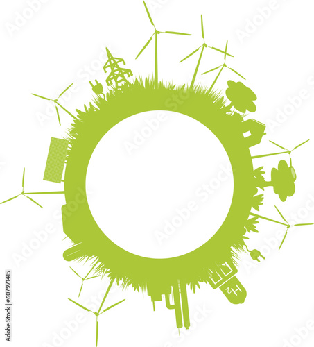 Vektor Silhouette - Grüne Energie, regenerative Energieerzeugung - Power-to-X