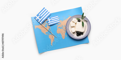 World map with paper flags ...