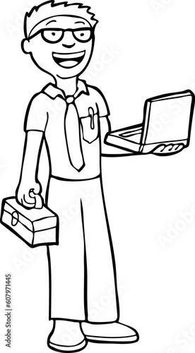 Man ready to fix computers - coloring book.
