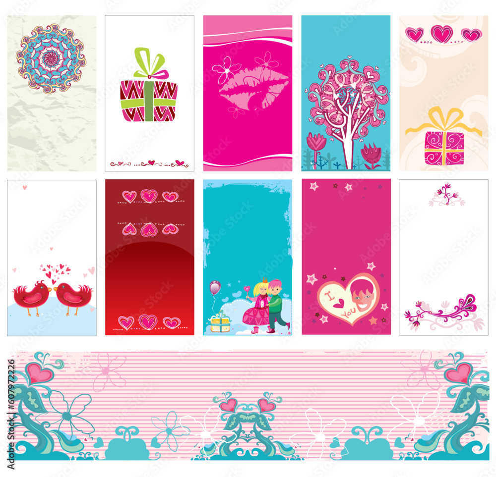 Valentine`s day cards and banner templates, with space for your text