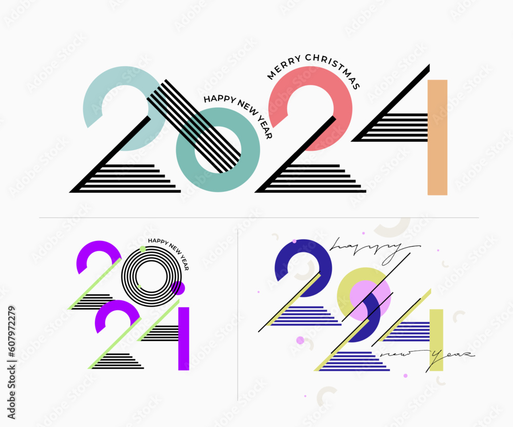 Trend 2024 New Year template with letter logo concept for poster