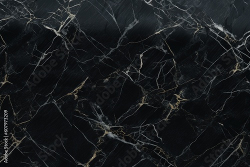 Black marble with white veins, Black marble texture background, Generative AI