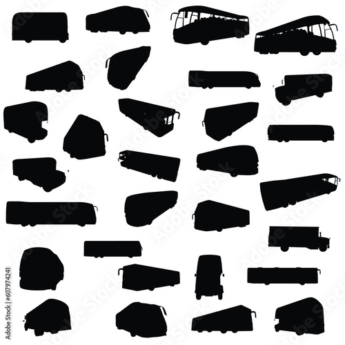 Silhouette of busses