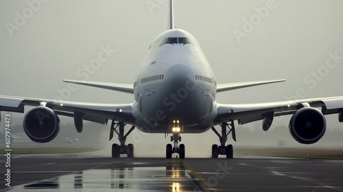 airplane at airport front generative ai