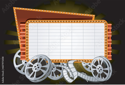 Neon Electronic movie Marquee with film reel