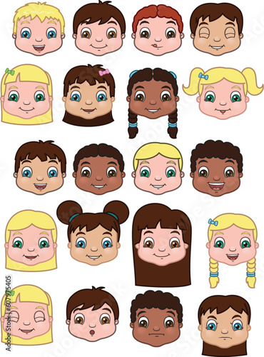 This is a set of little boy and girl expressions