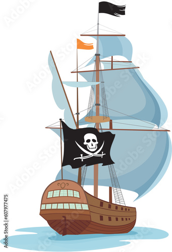vector illustration of a  pirate sailing ship