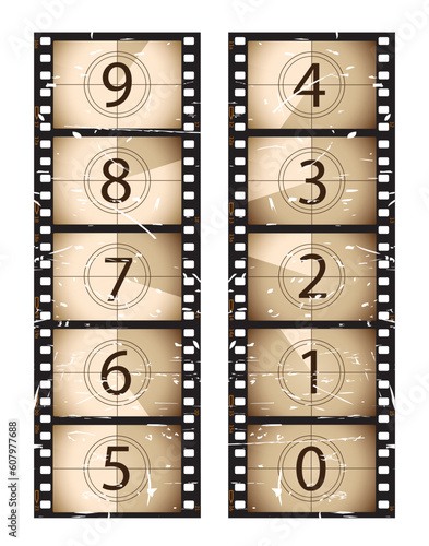 Old film strip countdown.  Please check my portfolio for more film illustrations.