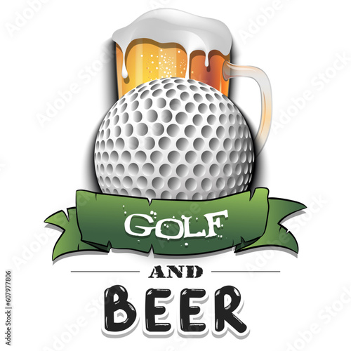 Golf ball with mug of beer