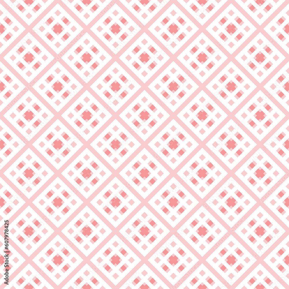 Textile texture white and pink checkered fabric Textile texture white and pink checkered fabric