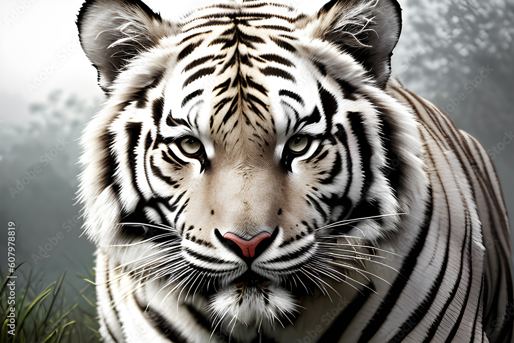 Fototapeta premium Incredibly beautiful Bengal White Tiger. Generative AI