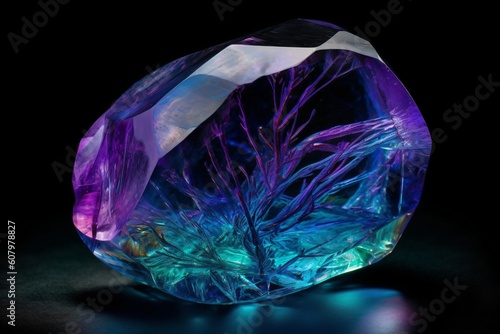 cut glass stone with tendril pattern created with Generative AI technology