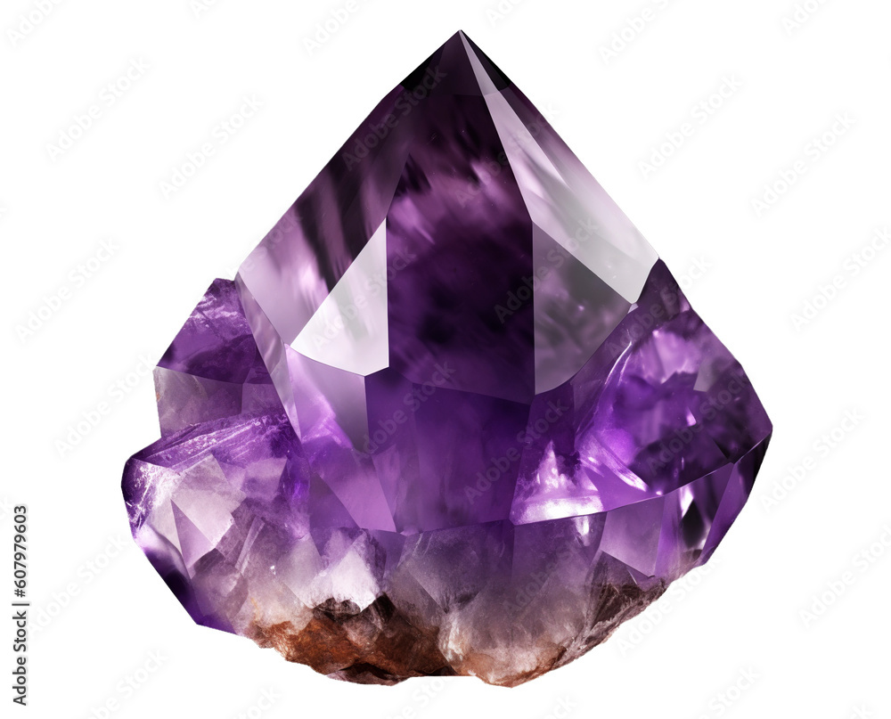 Amethyst gemstone on transparent background. Generative AI. Amethyst gemstone on transparent background. Generative AI.