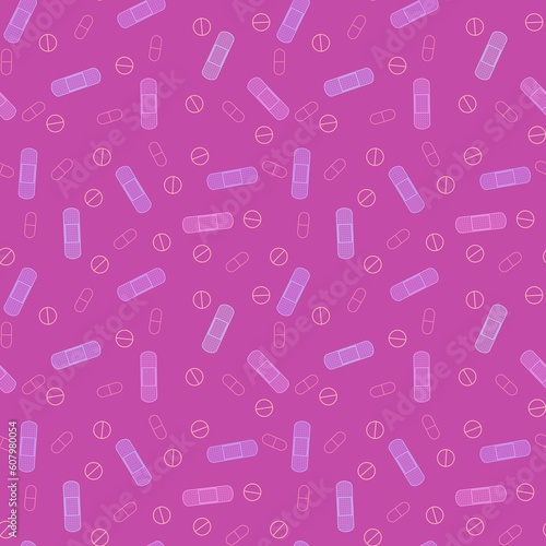 Cartoon medicine seamless pills pattern for wrapping paper and linens and fabrics and packaging and shops