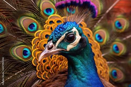 A peacock showing off it s colors. photo