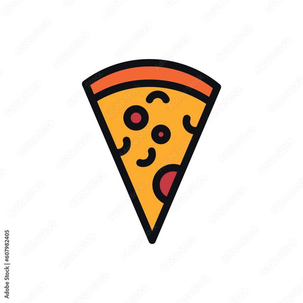 Slice of Pizza with Sausage Line Flat Vector Design Minimal Icon on White Background. Modern Fast Food Illustration for Cafe and Restaurants. Slice of Pizza with Sausage Line Flat Vector Design Minimal Icon on White Background. Modern Fast Food Illustration for Cafe and Restaurants.