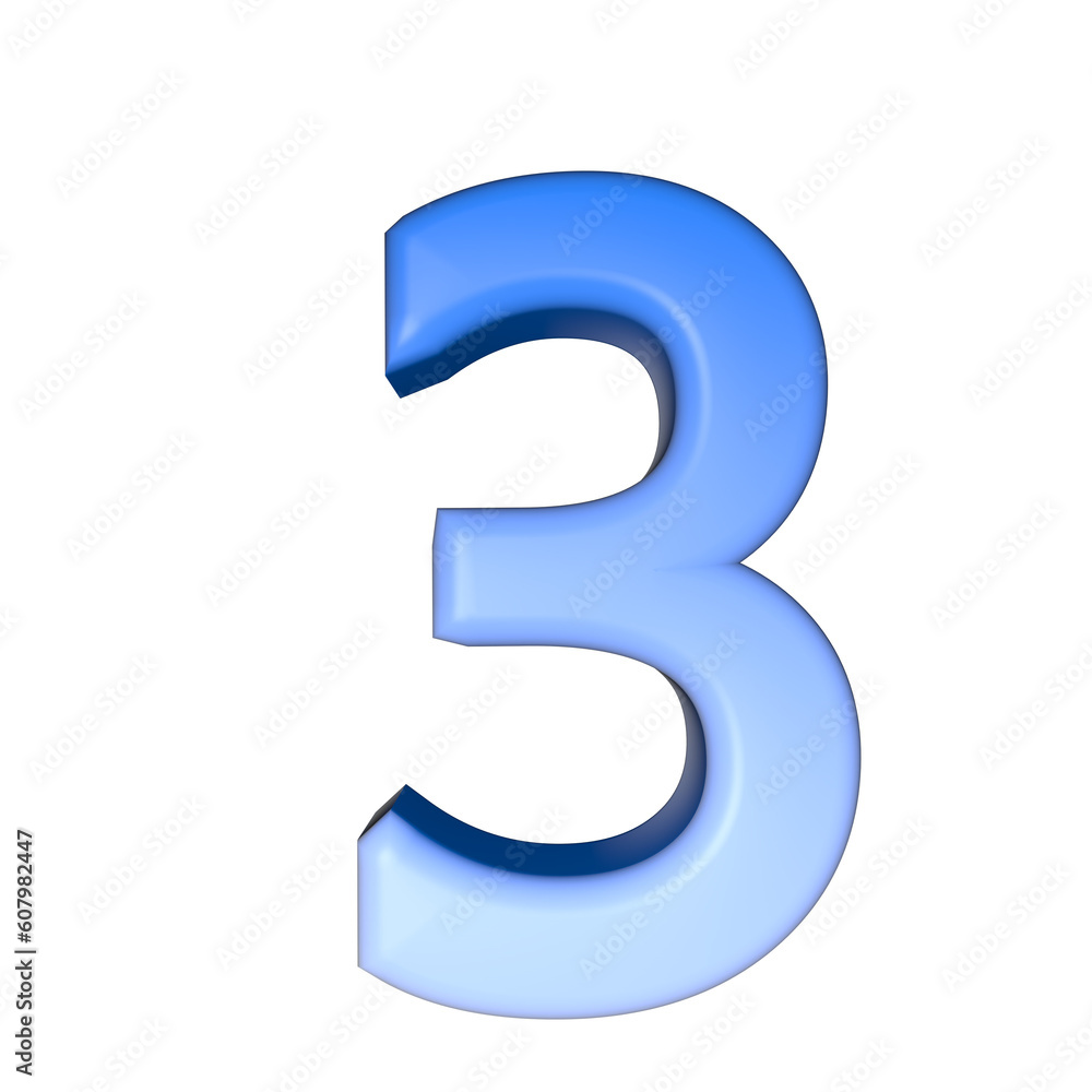 number 3D rendering isolated on white background, with shadow number 3D rendering isolated on white background, with shadow