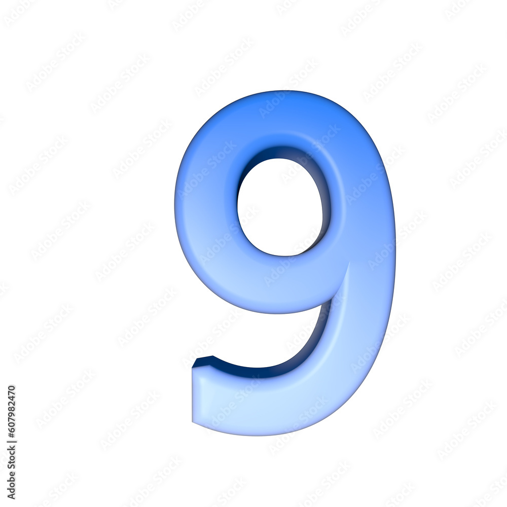 number 3D rendering isolated on white background, with shadow number 3D rendering isolated on white background, with shadow